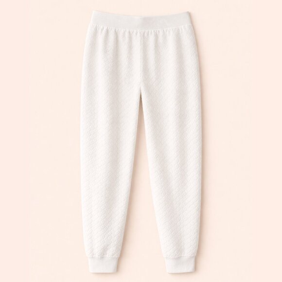 Jaclyn Intimates Quilted Jogger Lounge Pajama Pants Ivory Cozy Sleepwear L NWOT - Picture 6 of 6